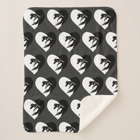 Liebe Pferde und Herz Logo Grafik Kunst Sherpadecke (Vorderseite)