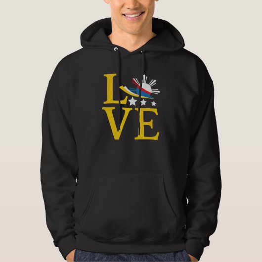 Liebe - Philippinische Flagge Typografie Kunst Hoodie (Vorderseite)