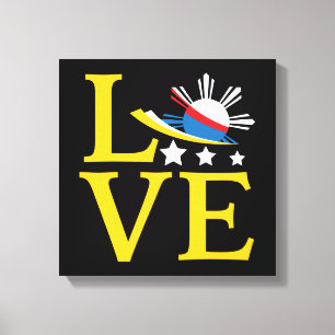 Liebe - Philippinische Flagge Typografie Kunst Leinwanddruck