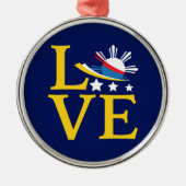 Liebe - Philippinische Flagge Typografie Kunst Ornament Aus Metall (Vorne)