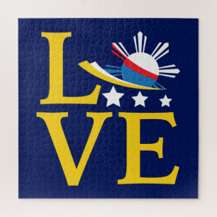 Liebe - Philippinische Flagge Typografie Kunst Puzzle