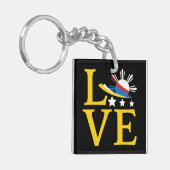 Liebe - Philippinische Flagge Typografie Kunst Schlüsselanhänger (Vorderseite links)