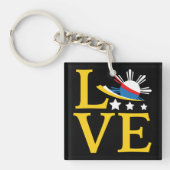Liebe - Philippinische Flagge Typografie Kunst Schlüsselanhänger (Vorderseite)