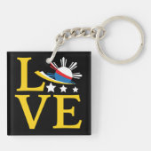 Liebe - Philippinische Flagge Typografie Kunst Schlüsselanhänger (Rückseite)