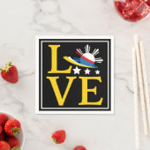 Liebe - Philippinische Flagge Typografie Kunst Serviette (Beispiel)