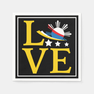 Liebe - Philippinische Flagge Typografie Kunst Serviette