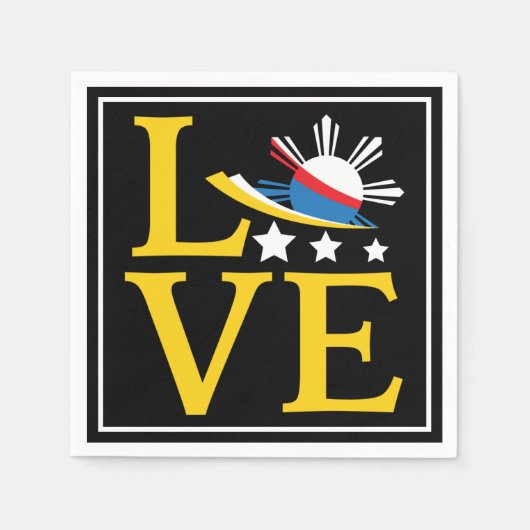 Liebe - Philippinische Flagge Typografie Kunst Serviette (Vorderseite)