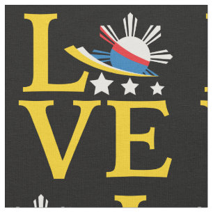 Liebe - Philippinische Flagge Typografie Kunst Stoff