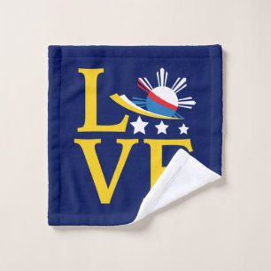 Liebe - Philippinische Flagge Typografie Kunst Waschlappen