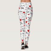 Liebe-Phrasen, Doodle-Herzen, Valentinmuster. Leggings (Rückseite)