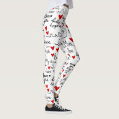 Liebe-Phrasen, Doodle-Herzen, Valentinmuster. Leggings (Rechts)