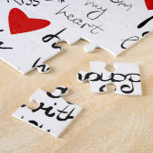 Liebe-Phrasen, Doodle-Herzen, Valentinmuster. Puzzle (Seite)