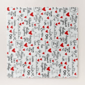 Liebe-Phrasen, Doodle-Herzen, Valentinmuster. Puzzle (Horizontal)