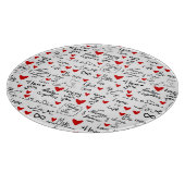 Liebe-Phrasen, Doodle-Herzen, Valentinmuster. Schneidebrett (Ecke)