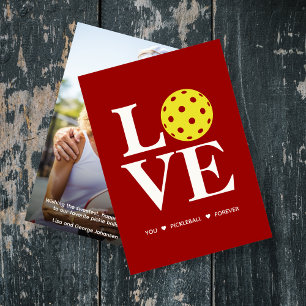 "LIEBE, Pickleball, Forever" Rote Fotokarte Feiertagskarte