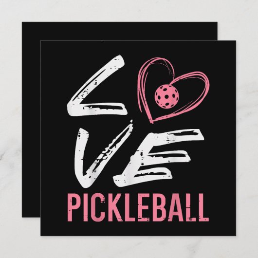 Liebe Pickleball Herzstück Pickle Ball Girl Einladung (Vorne/Hinten)
