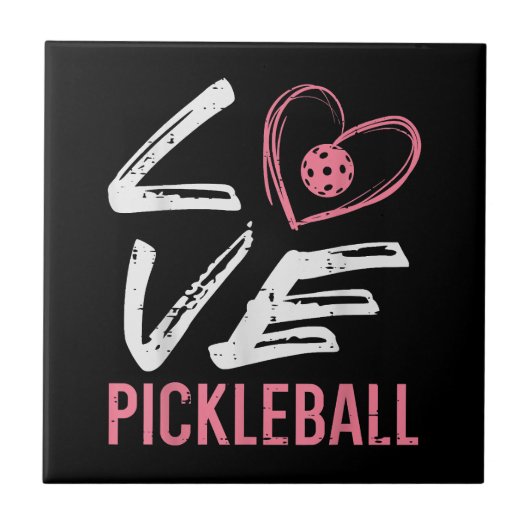 Liebe Pickleball Herzstück Pickle Ball Girl Fliese (Vorderseite)