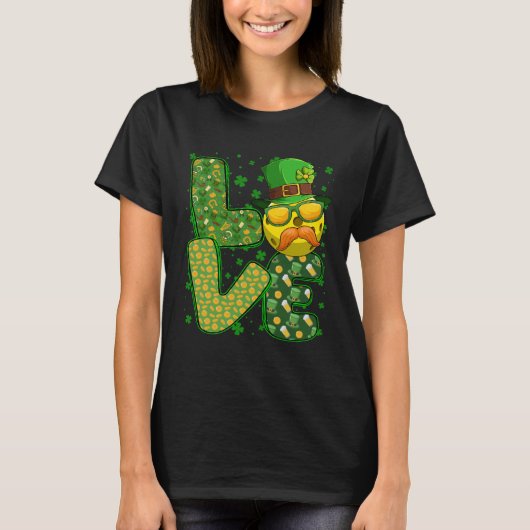 Liebe Pickleball Leprechaun Kleeblatt St Patricks T-Shirt (Vorderseite)