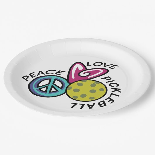 Liebe Pickleball Pappteller (Schrägansicht)