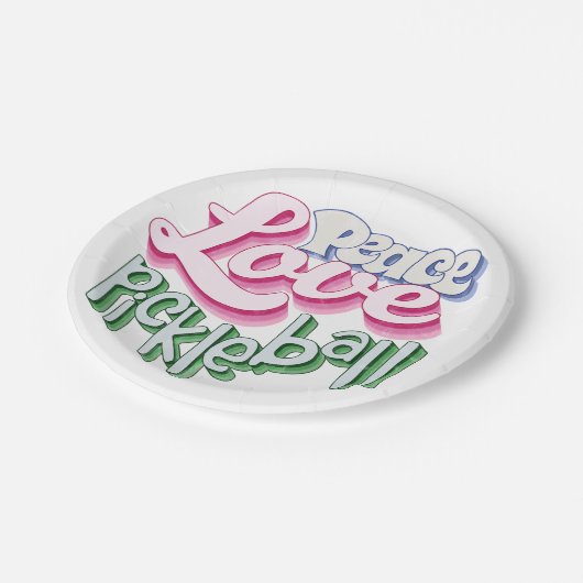 Liebe Pickleball Pappteller (Schrägansicht)