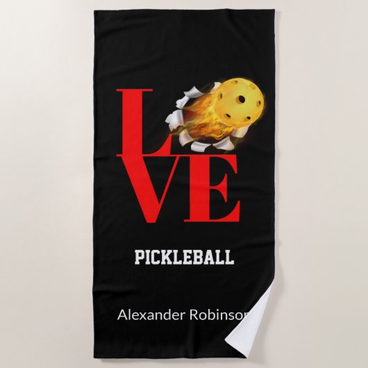 Liebe Pickleball Personalisiert Sports Strandtuch (Vorderseite)