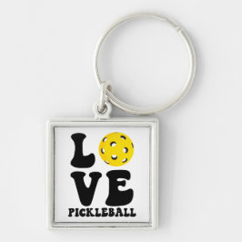 Liebe Pickleball Retro Schlüsselanhänger
