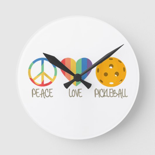 Liebe Pickleball Runde Wanduhr (Vorderseite)