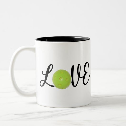 Liebe-Pickleball-Skript Zweifarbige Tasse (Links)