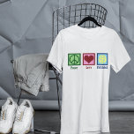 Liebe Pickleball T-Shirt<br><div class="desc">Peace Liebe Pickleball T - Shirt oder Pickle Ball Player mit einem niedlichen Friedenszeichen,  Herz und einem gelben Ball für den Sport.</div>
