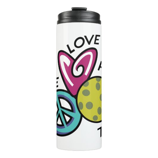 Liebe Pickleball Thermosbecher (Vorderseite)