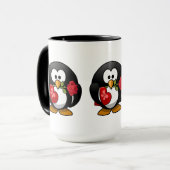 Liebe Pinguin mit Valentingeschenken Tasse (Vorderseite Links)