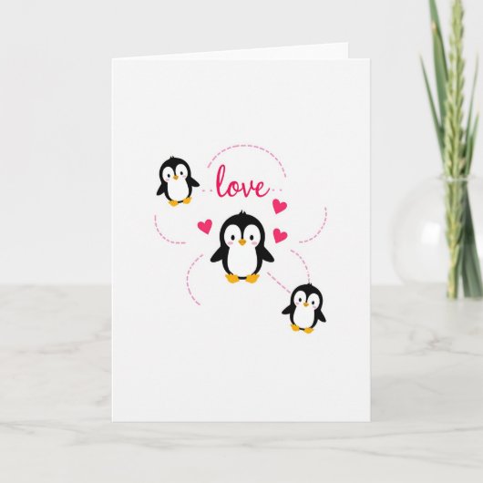 Liebe Pinguine Herzen Karte (Vorderseite)