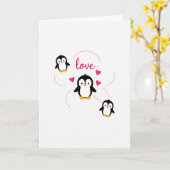 Liebe Pinguine Herzen Karte (Gelbe Blume)
