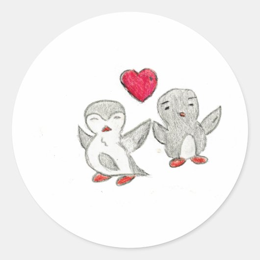 Liebe Pinguine Runder Aufkleber (Vorderseite)
