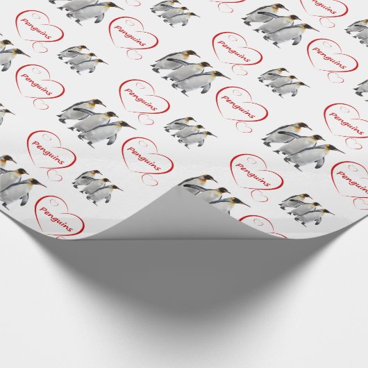 Liebe Pinguine Wrapping Paper (Farbe auswählen) Geschenkpapier (Ecke)