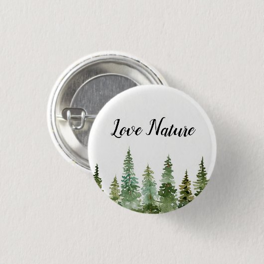 Liebe Pinienwald Wasserfarbene Natur Button (Vorne & Hinten)