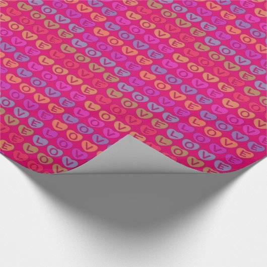 LIEBE Pink Gift Wrap Geschenkpapier (Ecke)