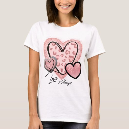 Liebe Pink Glam Herz Chic Valentinstag T-Shirt (Vorderseite)
