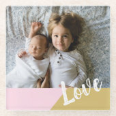 Liebe Pink Gold Personalisiertes Foto Geschenk Gro Glasuntersetzer (Vorderseite)