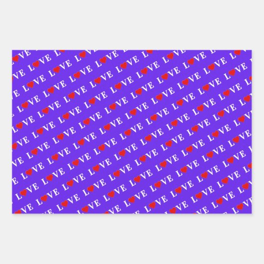 LIEBE Pink Green Lavendel Geschenkpapier Set (Vorderseite)