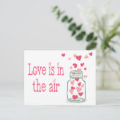 Liebe Pink Hearts Vintag Mason Jar Postkarte (Stehend Vorderseite)