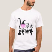 Liebe Pink Jack-O' Lantern Geister Spinnen Hallowe T-Shirt (Vorderseite)