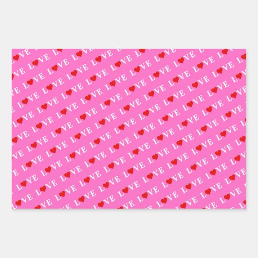 LIEBE Pink Lavender Orange Geschenkpapier Set (Vorderseite)