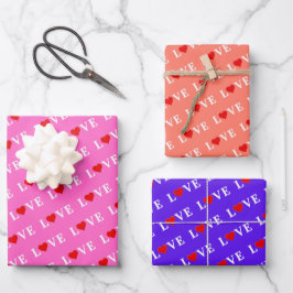 LIEBE Pink Lavender Orange Geschenkpapier Set