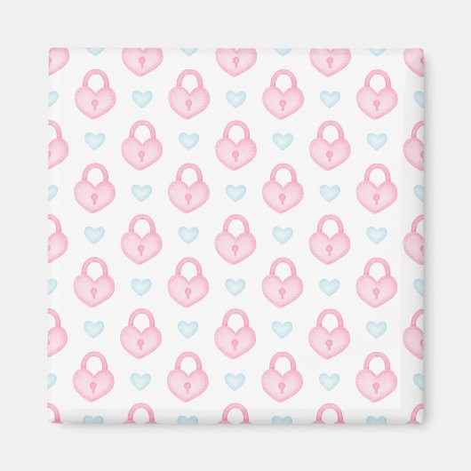 Liebe Pink Locker Taste für Valentinisches Muster Magnet (Vorne)