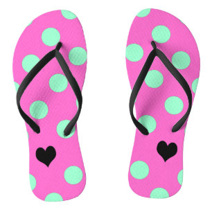Liebe Pink & Mint Polka Dot Brautparty Party Badesandalen