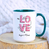 Liebe | Pink Niedlich Super Mama Typografie Tasse