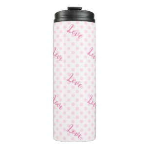 Liebe Pink Polka Dots Muster Thermosbecher