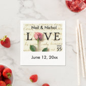 Liebe Pink Rose Scroll Briefmarke Papier Napkin Serviette (Beispiel)