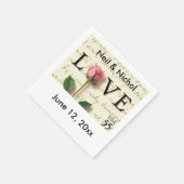 Liebe Pink Rose Scroll Briefmarke Papier Napkin Serviette (Ecke)